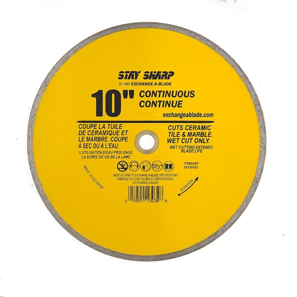 Stay Sharp 10 in. Continuous Rim Ceramic Tile Yellow Diamond Blade - Recyclable 2130352 - main